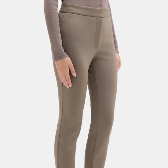 New THEORY Slim Trousers  Pant in Tech Stretch Knit BEIGE Women's size 8 - Picture 5 of 10